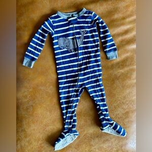 *ADD TO BUNDLE FOR $1* Carter's Navy and White Striped Footie with Whale